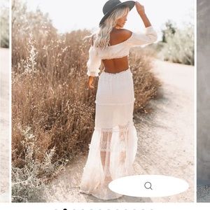 PORSHA OFF THE SHOULDER TIERED CUTOUT MAXI DRESS